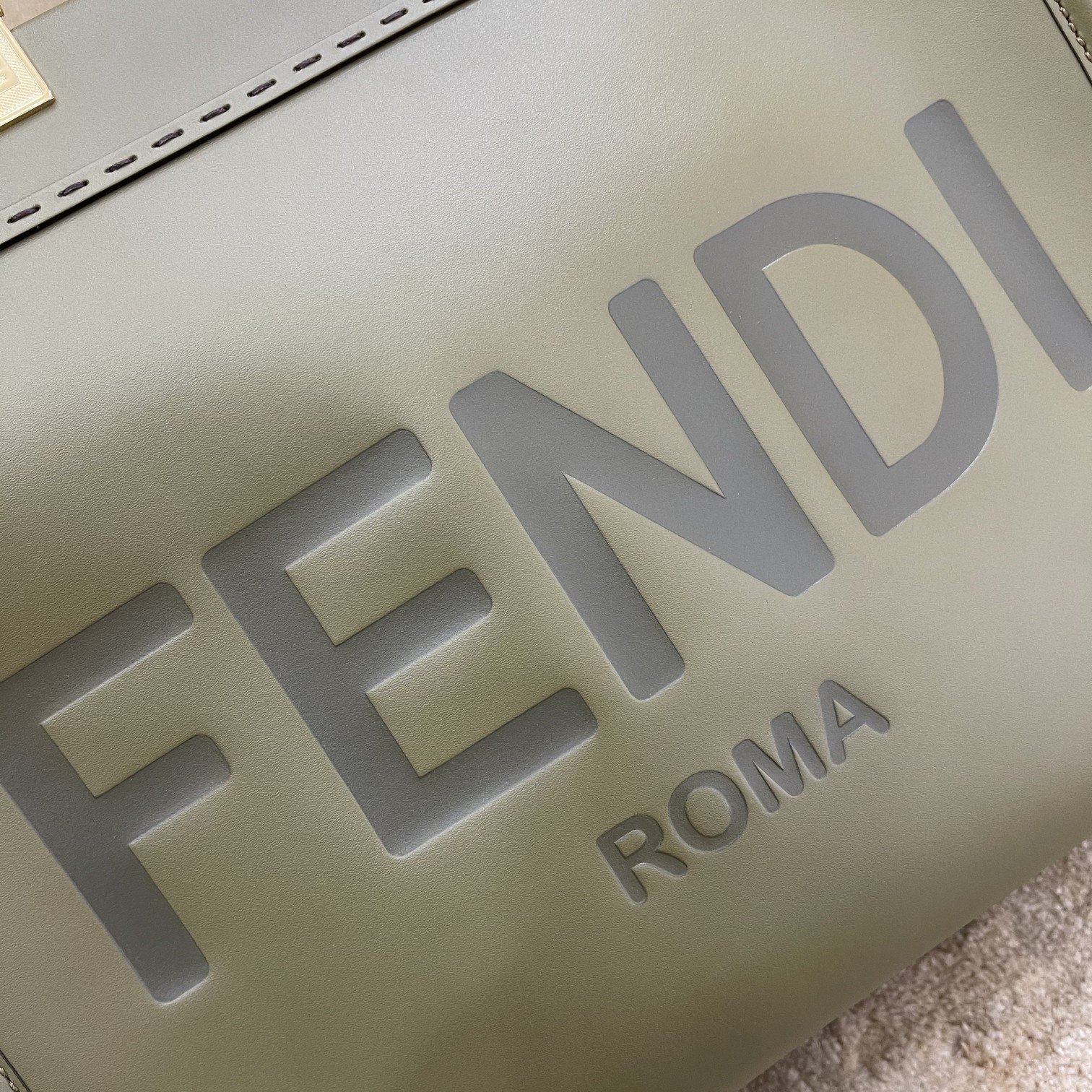 Fendi Medium Sunshine Shopper Green Leather Bag 